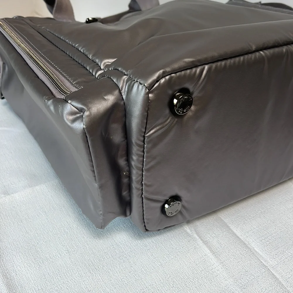 Lug Metallic Gray Quilted Duffel diaper bag